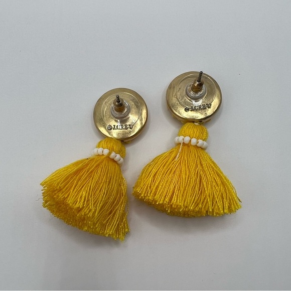 NWT! J. Crew Yellow Beaded Tassel Stud Earrings and Dust Bag - Picture 5 of 10